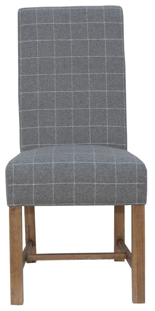 Hoxie Check Grey Fabric Dining Chair Sold In Pairs