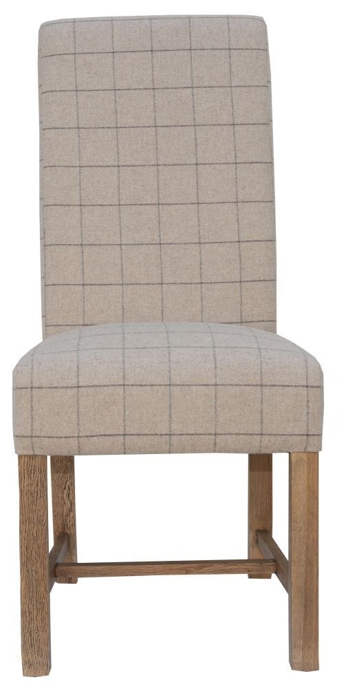 Hoxie Check Natural Fabric Dining Chair Sold In Pairs