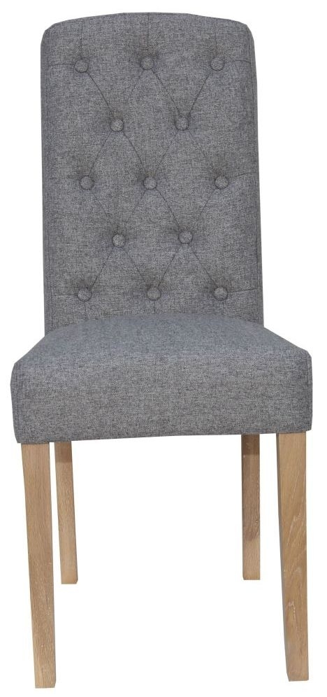 Light Grey Fabric Button Back Dining Chair Sold In Pairs