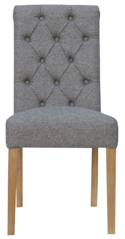 Light Grey Fabric Scroll Back Dining Chair Sold In Pairs