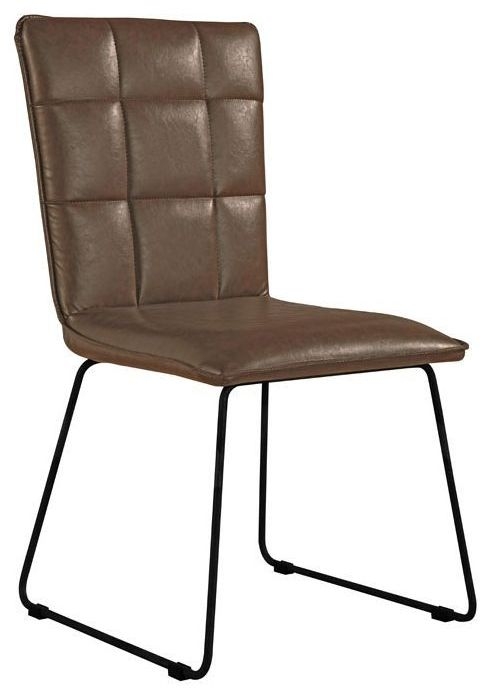 Panel Back Brown Faux Leather Dining Chair Sold In Pairs