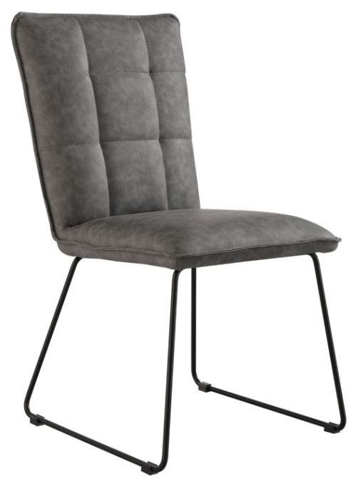 Panel Back Grey Faux Leather Dining Chair Sold In Pairs