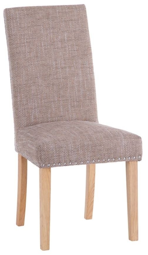 Tweed Fabric Studded Dining Chair Sold In Pairs