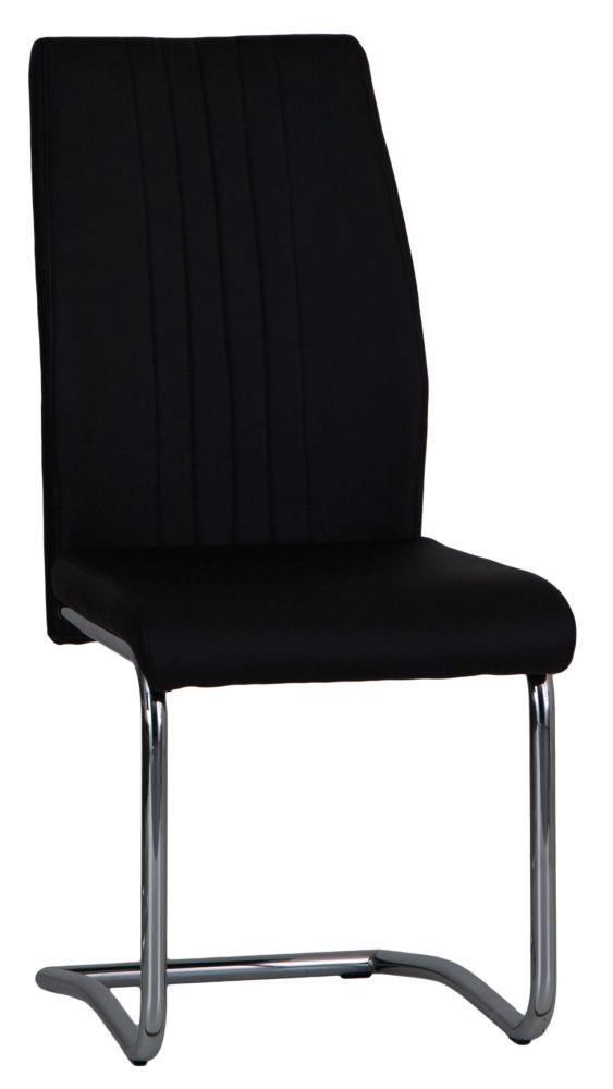 Black Faux Leather And Chrome Dining Chair Sold In Pairs