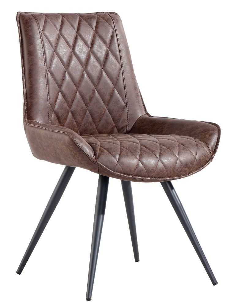 Brown Faux Leather Dining Chair Sold In Pairs