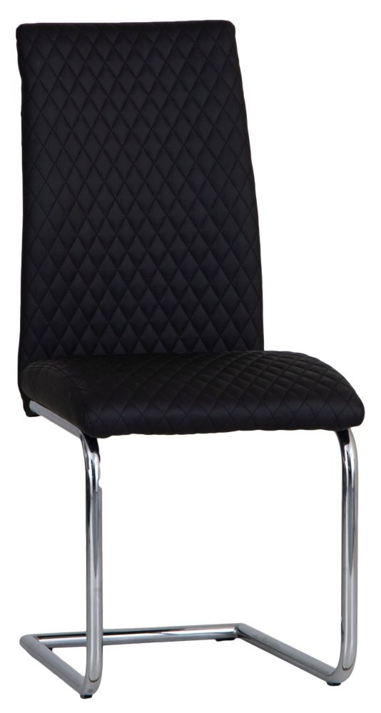 Diamond Stitch Black Faux Leather And Chrome Dining Chair Sold In Pairs