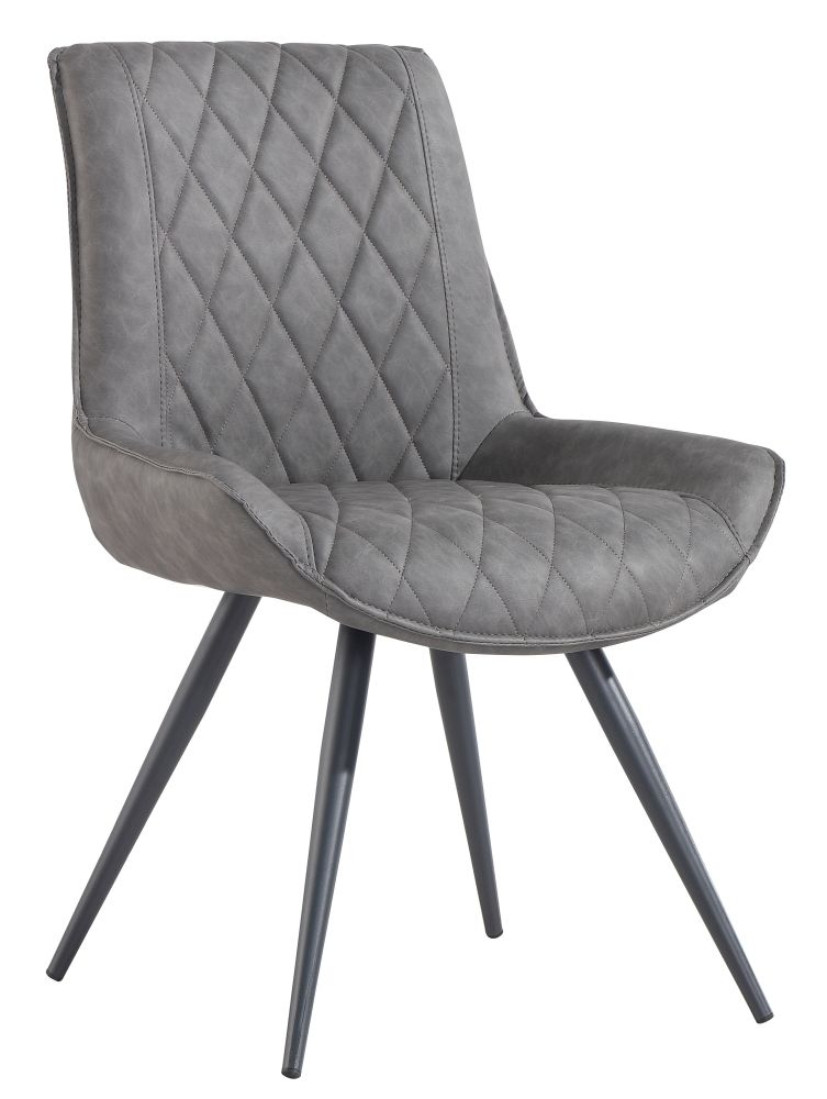 Grey Faux Leather Dining Chair Sold In Pairs