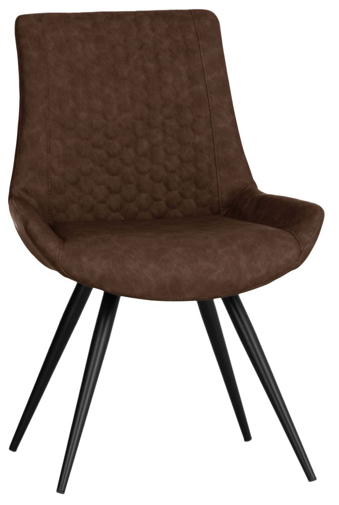 Honeycombe Stitch Brown Fabric Dining Chair Sold In Pairs