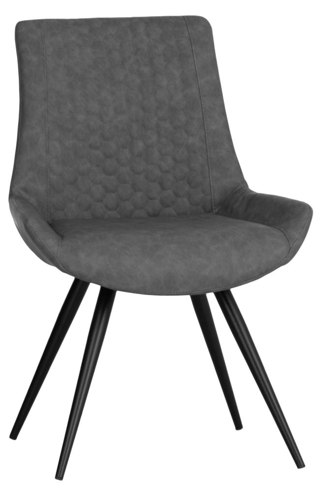 Honeycombe Stitch Grey Fabric Dining Chair Sold In Pairs