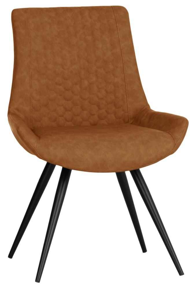 Honeycombe Stitch Tan Fabric Dining Chair Sold In Pairs
