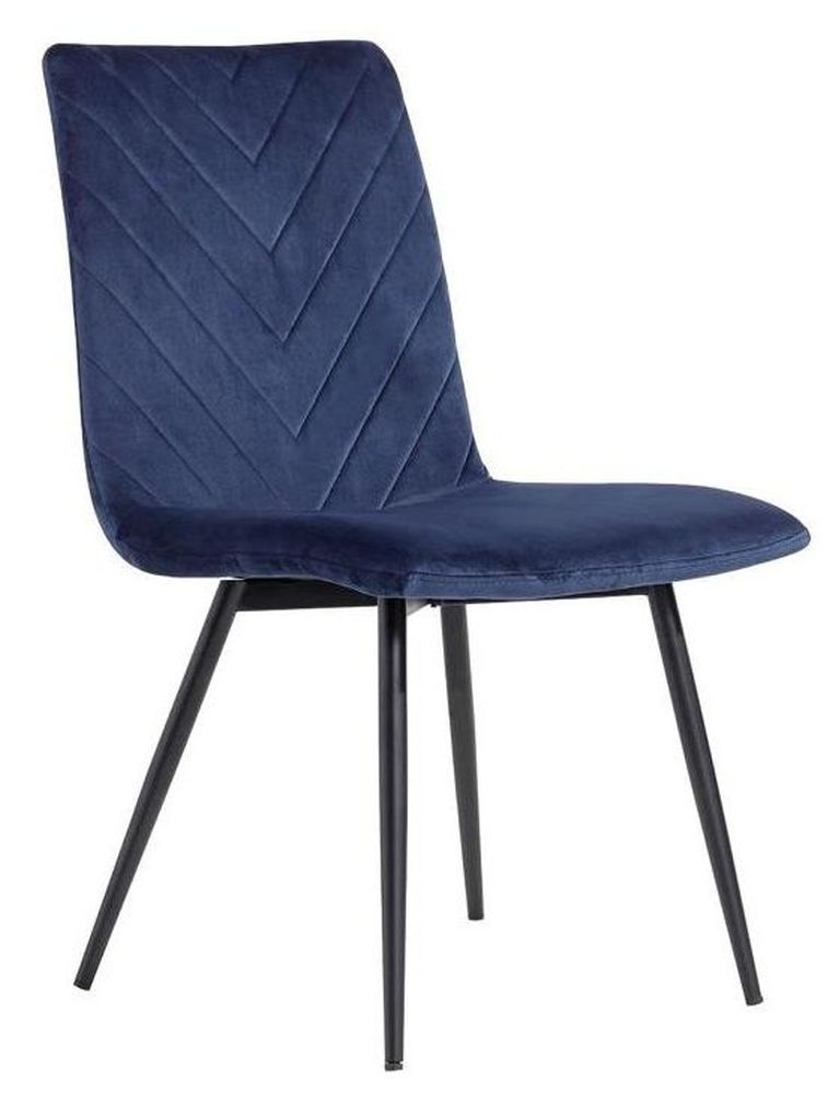 Retro Carver Blue Velvet Fabric Dining Chair Sold In Pairs
