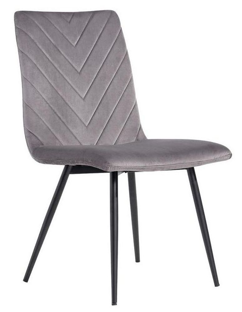 Retro Carver Dark Grey Velvet Fabric Dining Chair Sold In Pairs