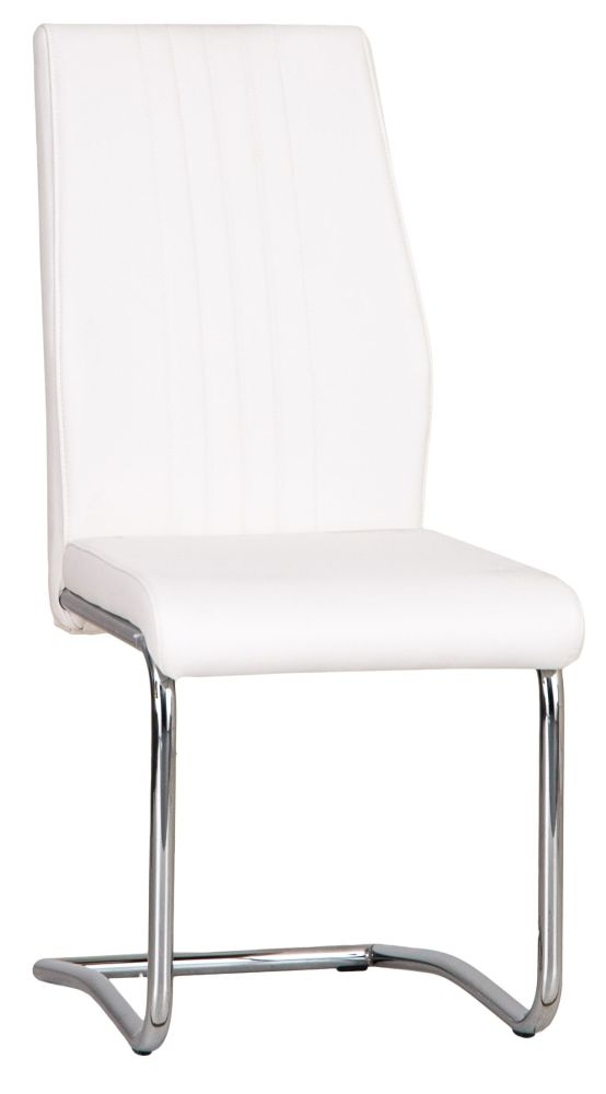 White Faux Leather And Chrome Dining Chair Sold In Pairs