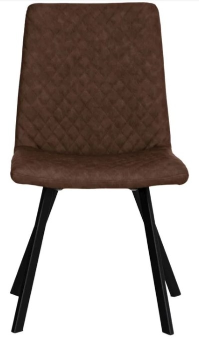 Brown Fabric And Black Diamond Stitch Dining Chair Sold In Pairs