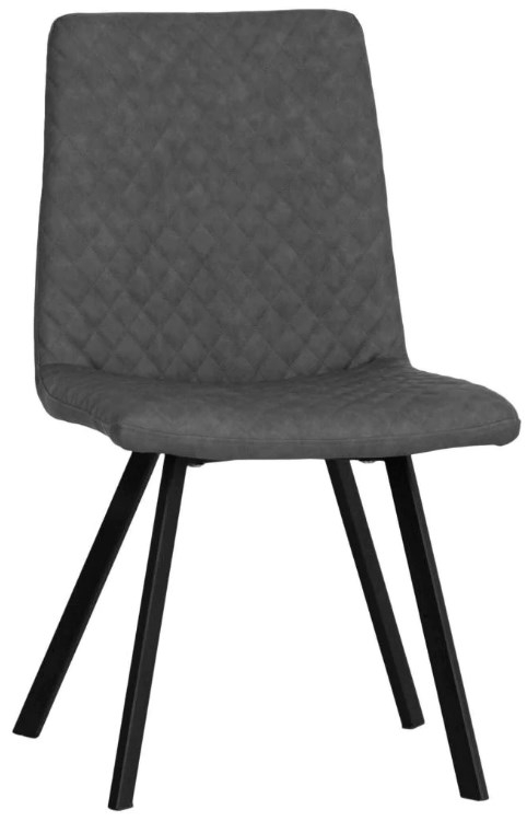 Grey Fabric And Black Diamond Stitch Dining Chair Sold In Pairs