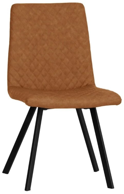 Tan Fabric And Black Diamond Stitch Dining Chair Sold In Pairs