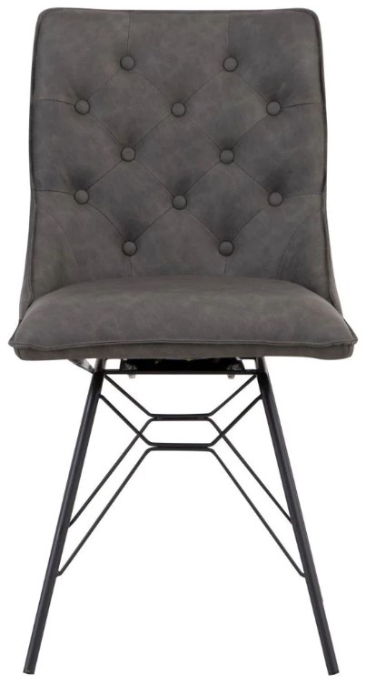 Grey Fabric Studded Back Dining Chair With Ornate Legs Sold In Pairs