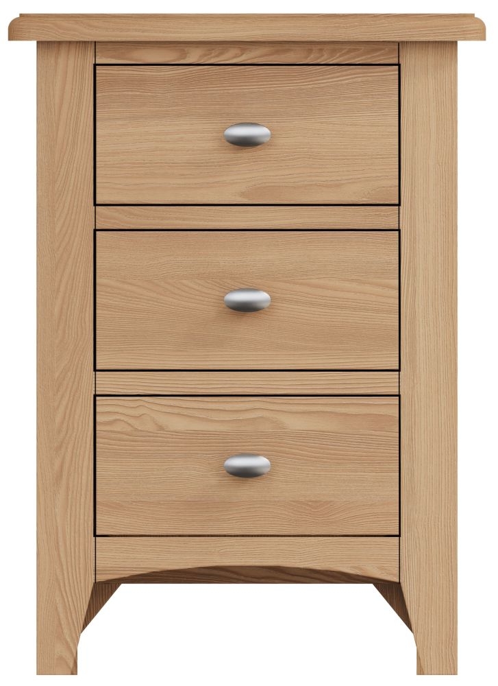 Eva Light Oak 3 Drawer Bedside Cabinet