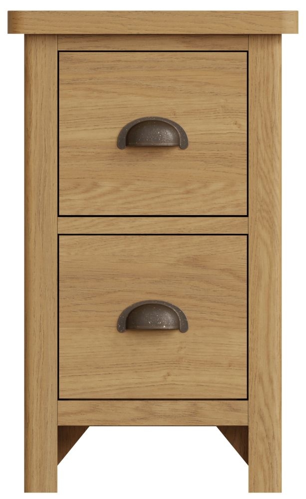Hampton Rustic Oak 2 Drawer Bedside Cabinet