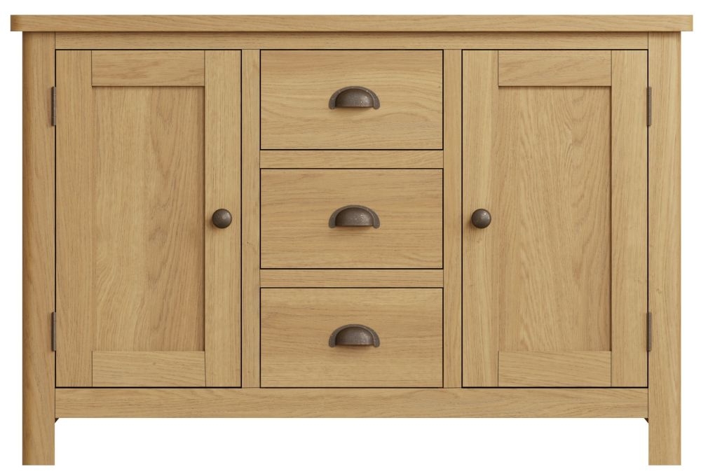 Hampton Rustic Oak 2 Door 3 Drawer Medium Sideboard