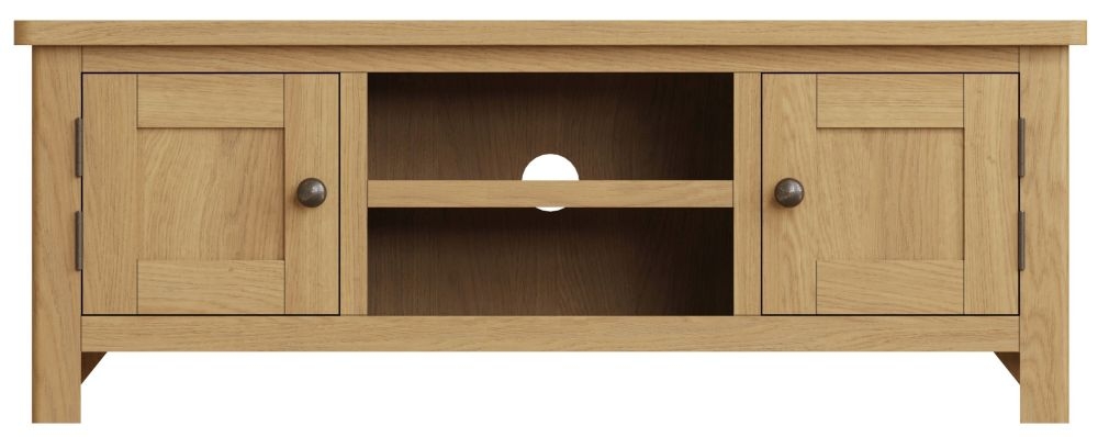 Hampton Rustic Oak 2 Door Tv Unit