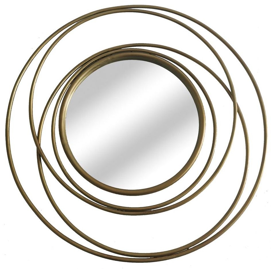 Satin Gold Iron Frame Round Mirror 68cm X 68cm