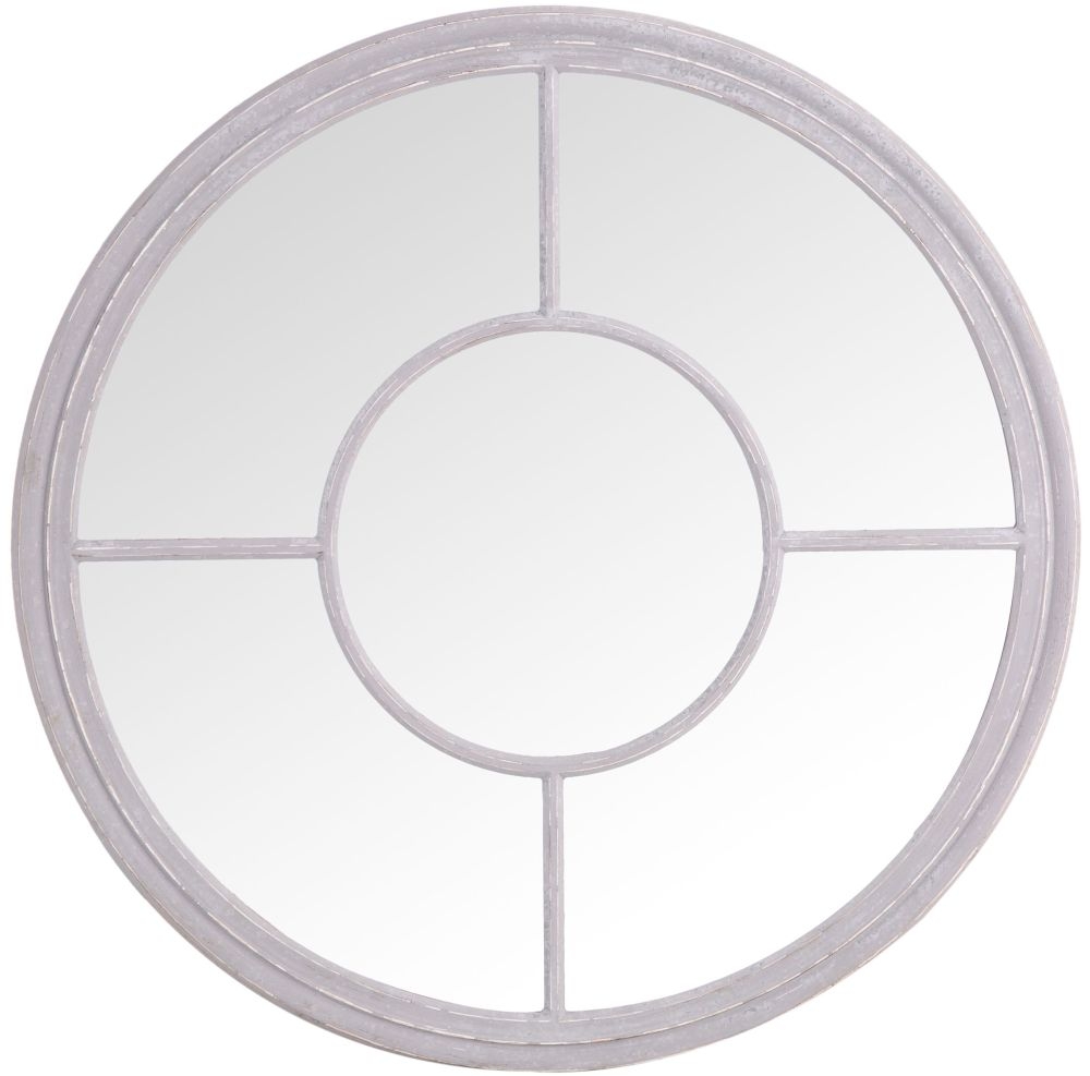 Grey Round Window Mirror Dia 100cm