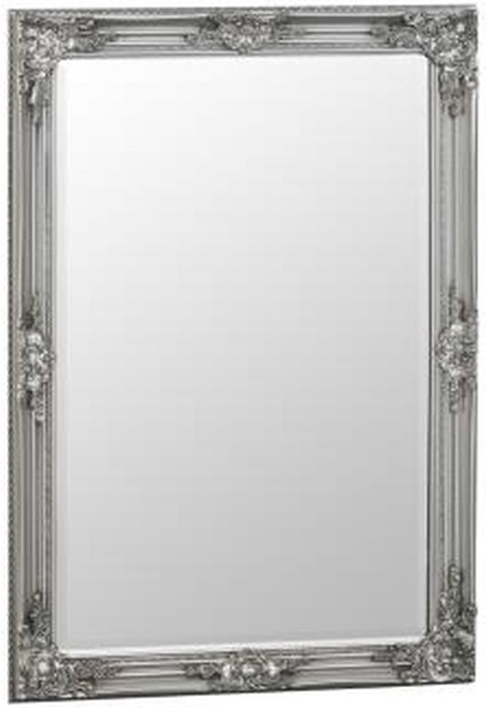 Silver Wooden Frame Rectangular Beveled Mirror 75cm X 105cm