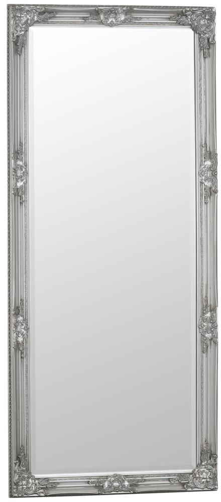 Silver Wooden Frame Rectangular Beveled Mirror 75cm X 165cm