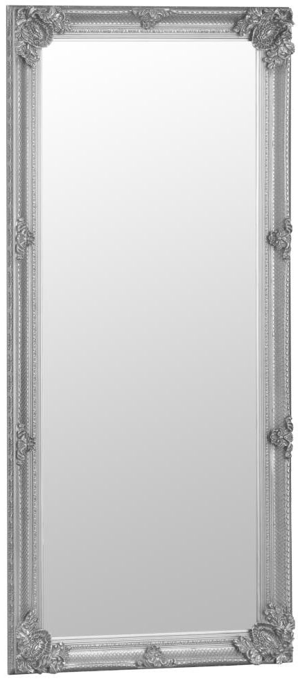 Silver Wooden Frame Rectangular Beveled Mirror 80cm X 175cm