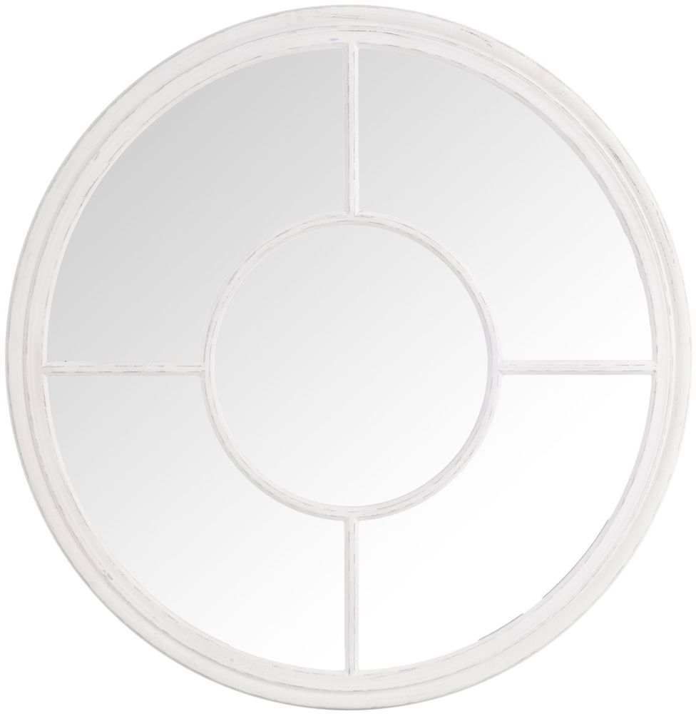 White Round Window Mirror Dia 100cm