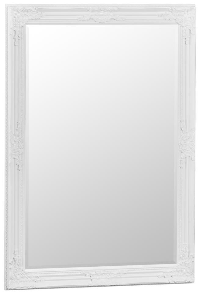 White Wooden Frame Rectangular Beveled Mirror 75cm X 105cm