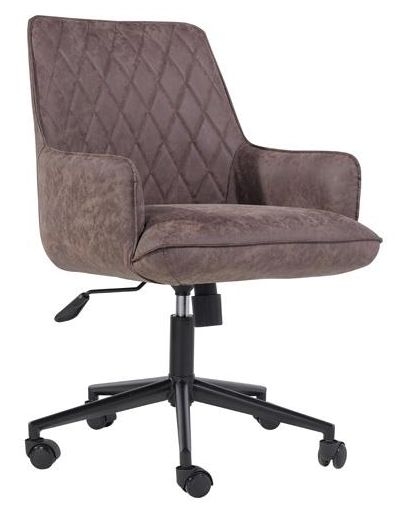 Diamond Stitch Brown Faux Leather Office Chair