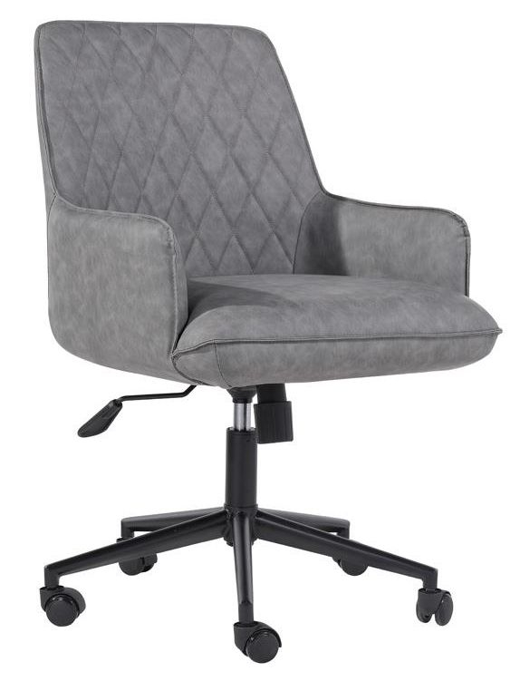 Diamond Stitch Grey Faux Leather Office Chair