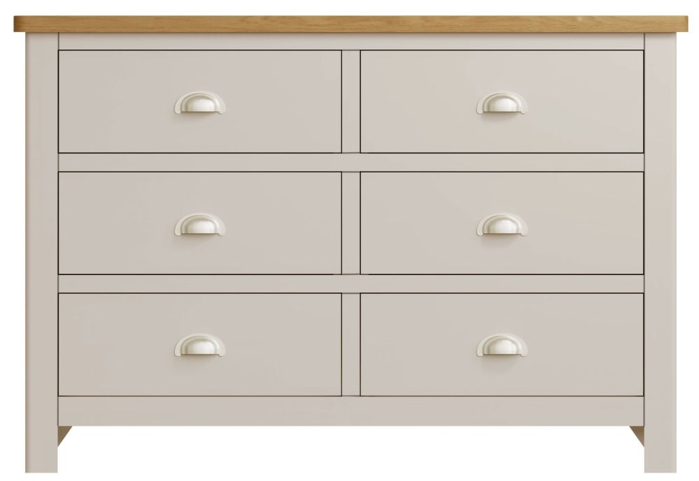 Portland Oak And Dove Grey Painted 6 Drawer Chest