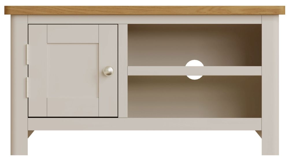 Portland Oak And Dove Grey Painted 1 Door Tv Unit