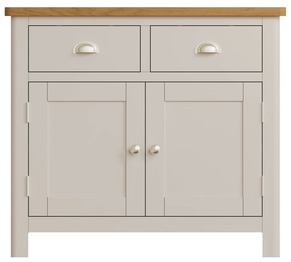 Portland Oak And Dove Grey Painted 2 Door 2 Drawer Sideboard