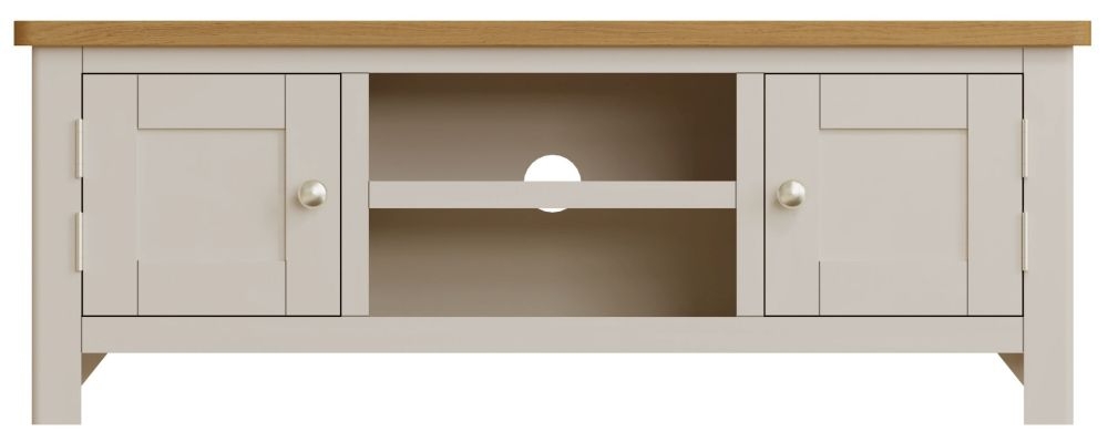 Portland Oak And Dove Grey Painted 2 Door Tv Unit