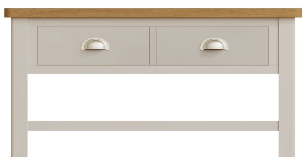 Portland Oak And Dove Grey Painted 2 Drawer Coffee Table