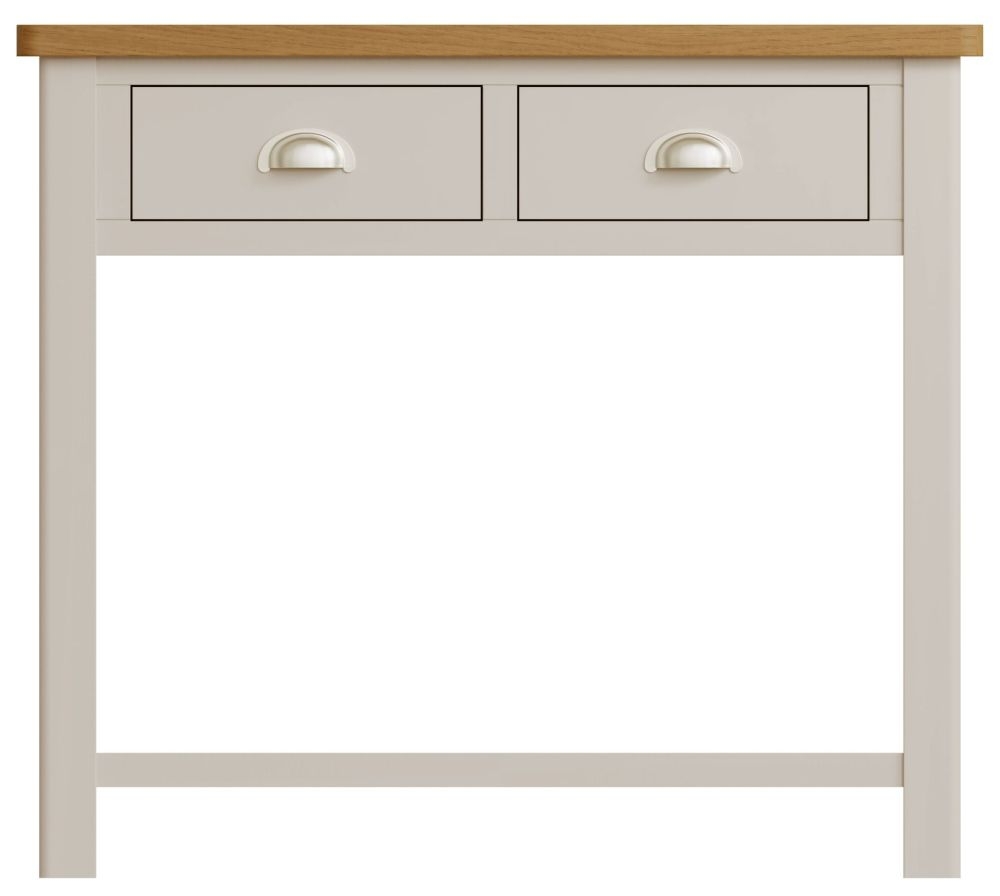 Portland Oak And Dove Grey Painted 2 Drawer Console Table