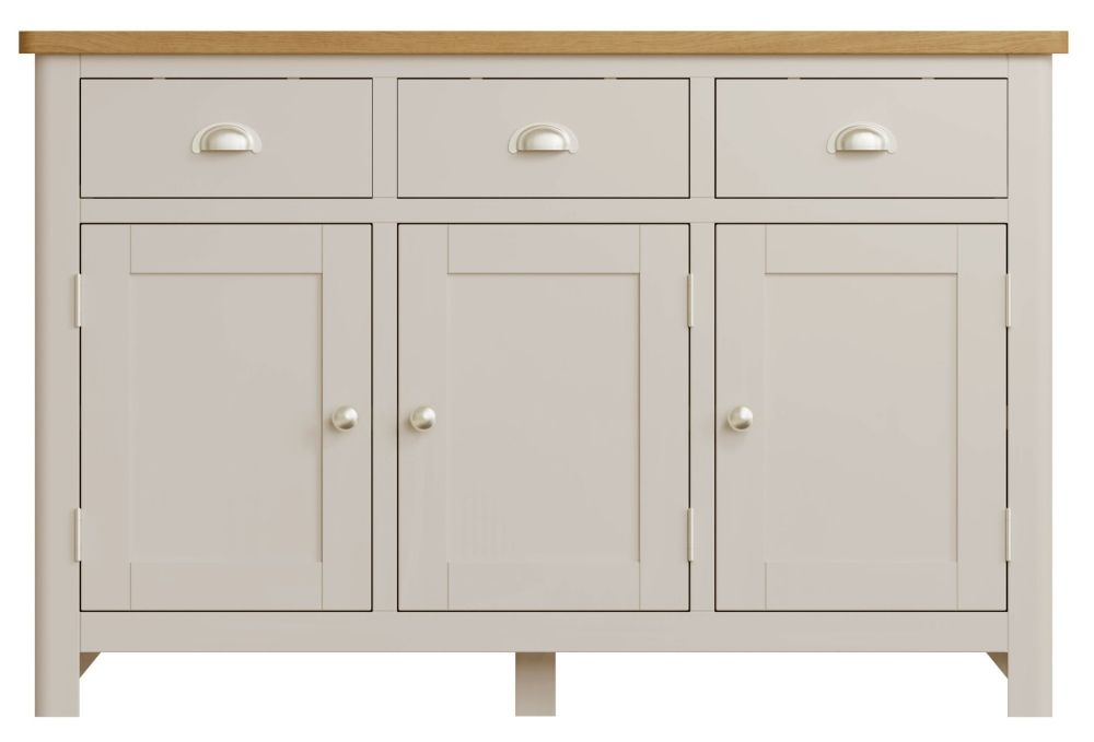 Portland Oak And Dove Grey Painted 3 Door 3 Drawer Sideboard