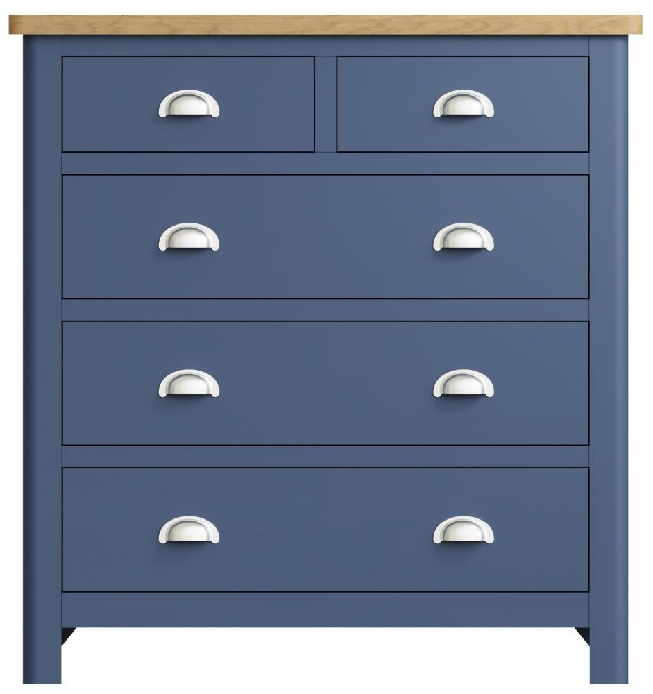 Portland Oak And Blue Painted 23 Drawer Chest