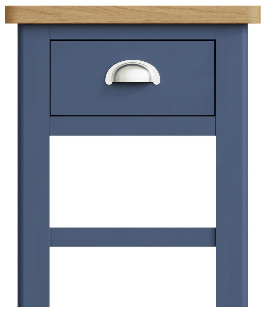 Portland Oak And Blue Painted 1 Drawer Lamp Table