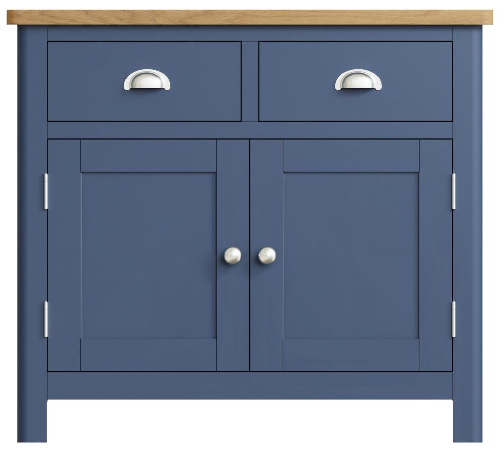 Portland Oak And Blue Painted 2 Door 2 Drawer Sideboard