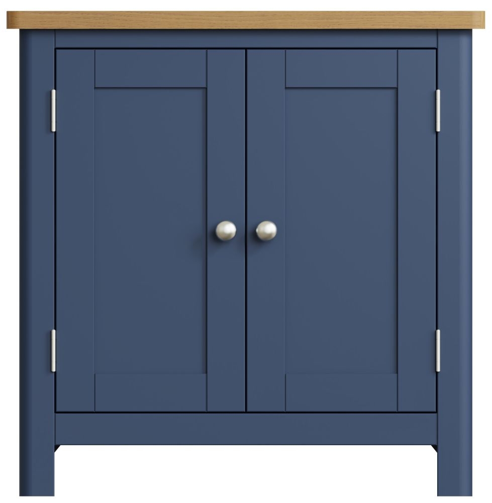 Portland Oak And Blue Painted 2 Door Sideboard