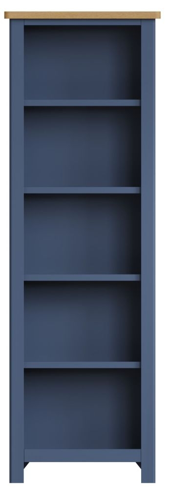Portland Oak And Blue Painted Tall Bookcase