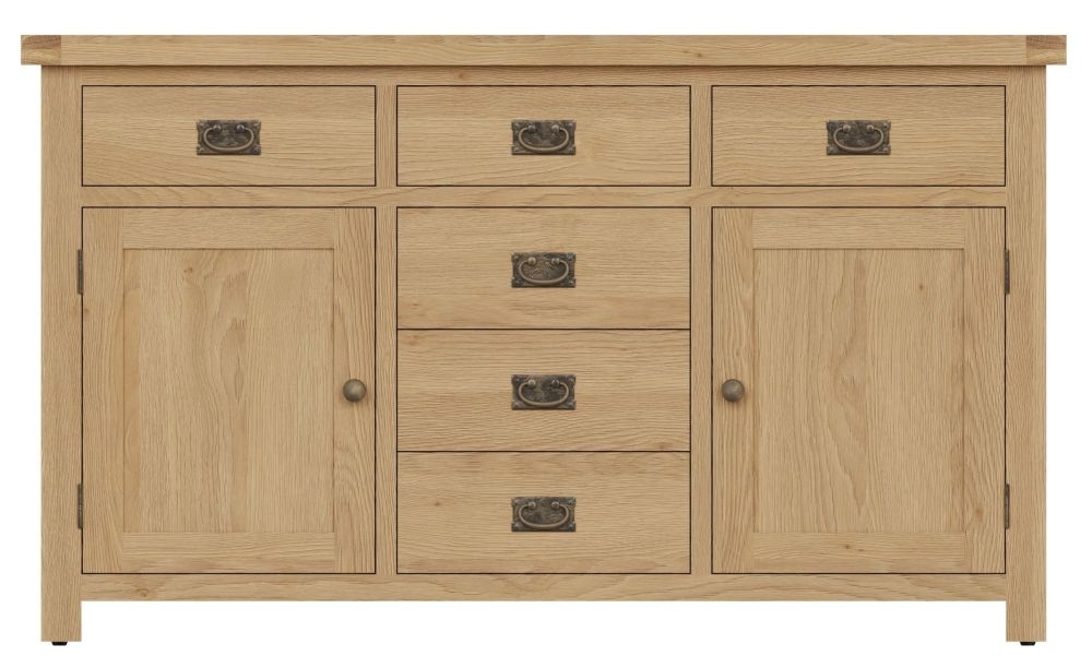 Tucson Oak 2 Door 6 Drawer Sideboard