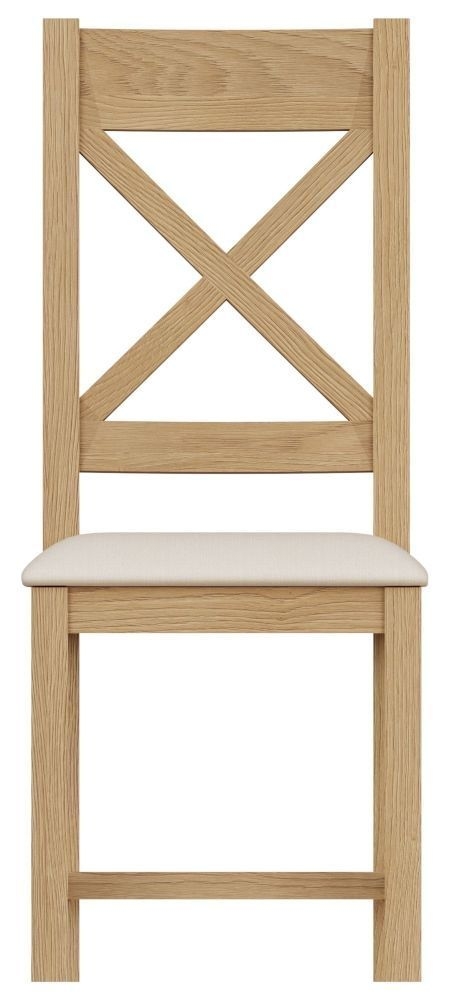 Tucson Oak Cross Back Fabric Seat Dining Chair Sold In Pairs