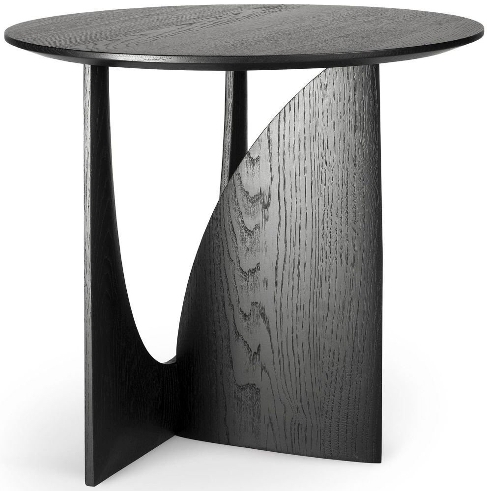 Ethnicraft Oak Geometric Black Round Side Table Dia 51cm