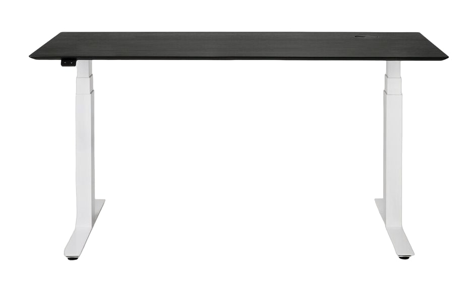 Ethnicraft Bok Black Oak Adjustable Desk With White Base 160cm